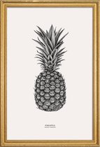 JUNIQE - Poster met houten lijst Pineapple -13x18 /Grijs & Ivoor