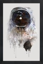 JUNIQE - Poster in houten lijst The Astronaut -30x45 /Grijs & Zwart