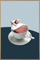 JUNIQE - Poster met kunststof lijst Morning Rituals -13x18 /Blauw &