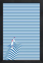 JUNIQE - Poster met houten lijst Sail Away -13x18 /Blauw & Wit