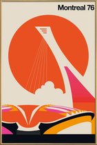 JUNIQE - Poster met kunststof lijst Vintage Montreal -13x18 /Oranje &