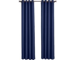 Larson - Luxe effen blackout gordijn - met ringen - 3m x 2.5m - Donkerblauw