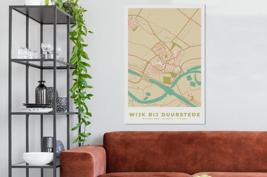 Carte de peinture sur toile - Wijk bij Duurstede - Vintage - 80x120 cm - Décoration murale