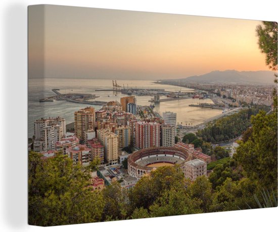 Canvas Schilderij Malaga - Spanje - Bomen - 120x80 cm - Wanddecoratie