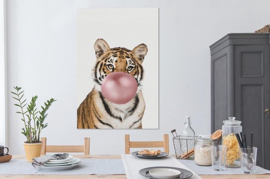 Peintures sur toile - Tigre - Animaux - Chewing-gum - 90x140 cm - Décoration murale