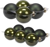 20x stuks glazen kerstballen donker olijf 8 en 10 cm mat/glans - Kerstversiering/kerstboomversiering