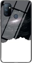 Voor OnePlus Nord N100 Sterrenhemel Geschilderd Gehard Glas TPU Schokbestendig Beschermhoes (Kosmische Sterrenhemel)
