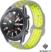 Siliconen Smartwatch bandje - Geschikt voor  Samsung Galaxy Watch 3 sport band 45mm - grijs/geel - Strap-it Horlogeband / Polsband / Armband
