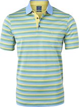 OLYMP modern fit poloshirt - blauw - groen en geel gestreept -  Maat: XL
