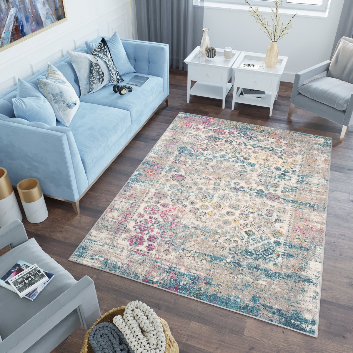 Tapiso Lazur Vloerkleed Grijs Vintage Modern Woonkamer Tapijt Maat- 300x400
