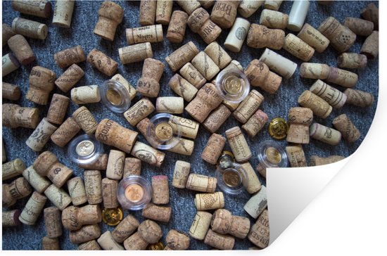 Sticker Muursticker Liège - Bouchons en tas - 60x40 cm - film adhésif autocollant - sticker mural repositionnable