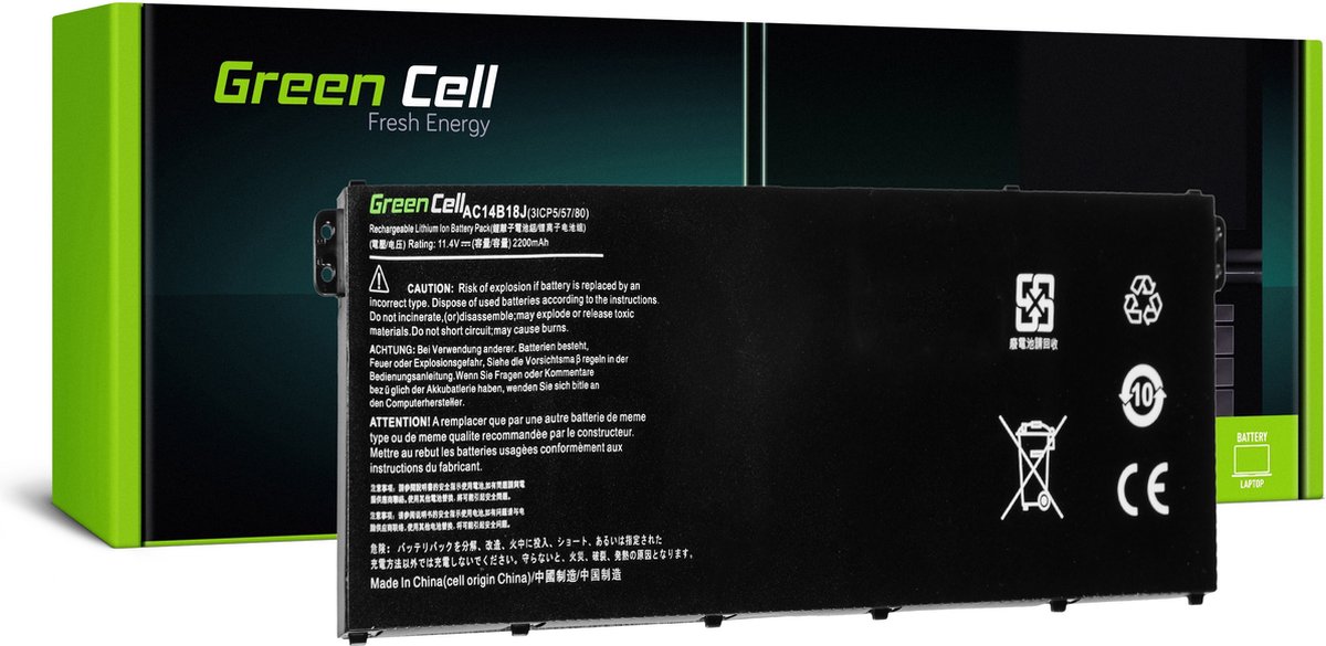 GREEN CELL Batterij voor Acer Aspire E 11 ES1-111M ES1-131 E 15 ES1-512 / 11,4V 2200mAh
