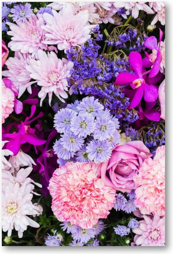 Pannenwant - Luxe Gobelinstof - Amara - Rode En Paarse Bloemen Op Een Creme Achtergrond