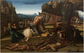 Sint Joris en de draak, Luca Signorelli - Foto op Forex - 90 x 60 cm