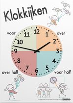 Educatieve poster (Forex) - Klokkijken happy - 90 x 120 cm