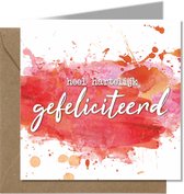Tallies Cards - greeting - ansichtkaarten - Gefeliciteerd - Aquarel  - Set van 4 wenskaarten - Inclusief kraft envelop - verjaardagskaart - verjaardag - felicitatie - proficiat - 1