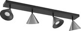 Lucande - plafondlamp design - 4 lichts - ijzer - H: 13.9 cm - GU10 - mat zwart, mat nikkel