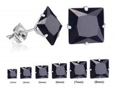 Aramat jewels ® - Oorstekers vierkant zirkonia staal zwart 7mm