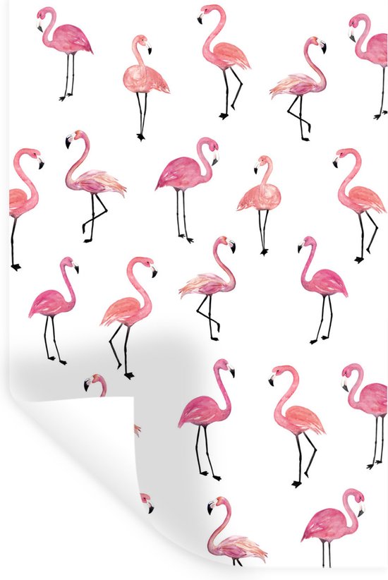 Muurstickers - Sticker Folie - Roze - Flamingo - Familie - 20x30 cm - Plakfolie - Muurstickers Kinderkamer - Zelfklevend Behang - Zelfklevend behangpapier - Stickerfolie