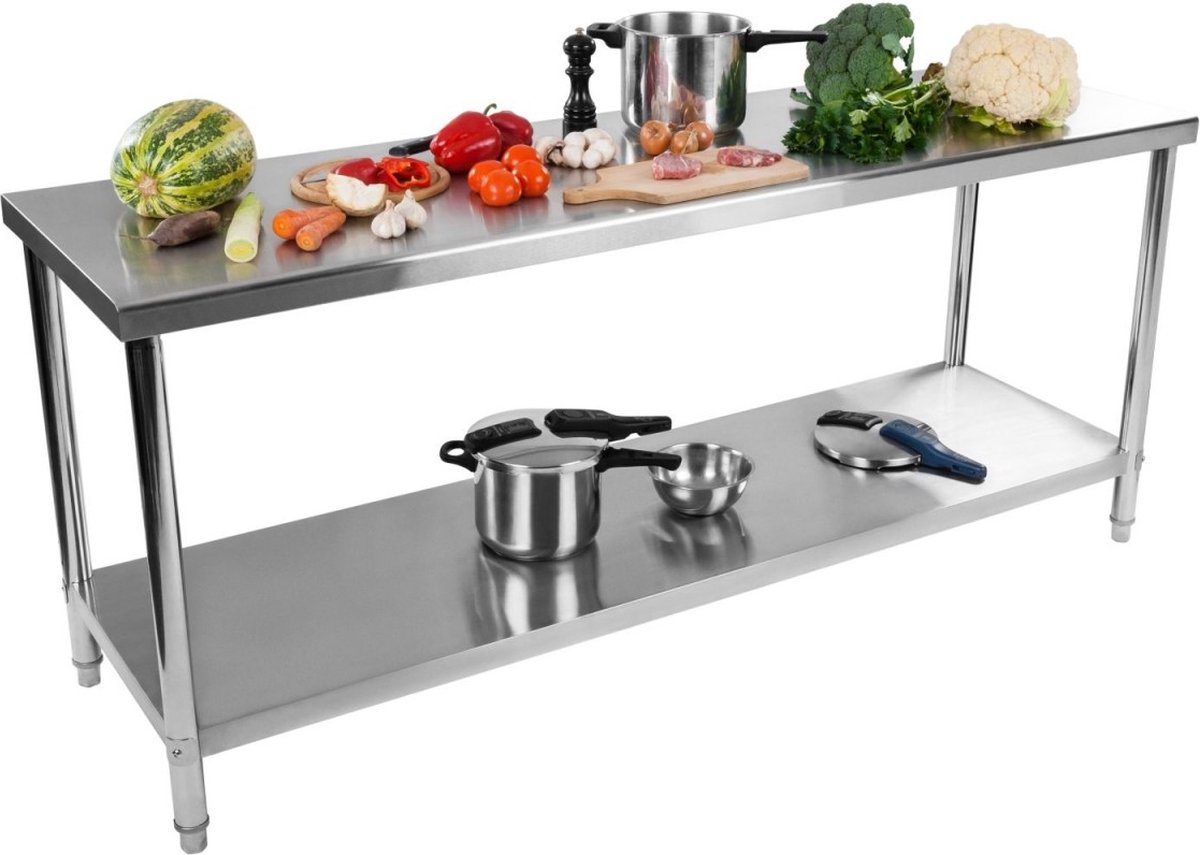 RVS werktafel - ECO - 200 x 60 cm - 400 kg - Royal Catering RCAT-200/60