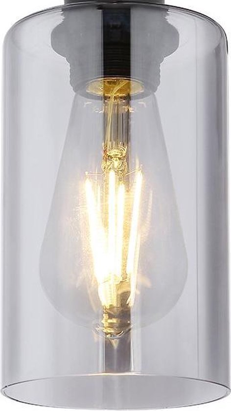 Zwarte Ovale Eettafellamp | 5 Lichts | Smoke / Zwart | Niet Spiegelend Glas Metaal In Hoogte Verstelbaar Tot 160 Cm 100 Cm Breed Eetkamer Eettafel Lamp Modern Sfeervol Design