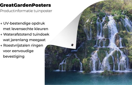 Affiche de jardin Cascades qui coule dans le parc national des lacs de Plitvice 90x60 cm - Toile de jardin / Toile d'extérieur / Peintures pour l'extérieur (décoration de jardin)