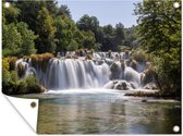 Tuinschilderij De Skradinski Buk-watervallen tussen de bossen in Krka in Kroatië - 80x60 cm - Tuinposter - Tuindoek - Buitenposter