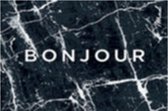 Deurmat / tapijt zwart marmer met tekst 'Bonjour'