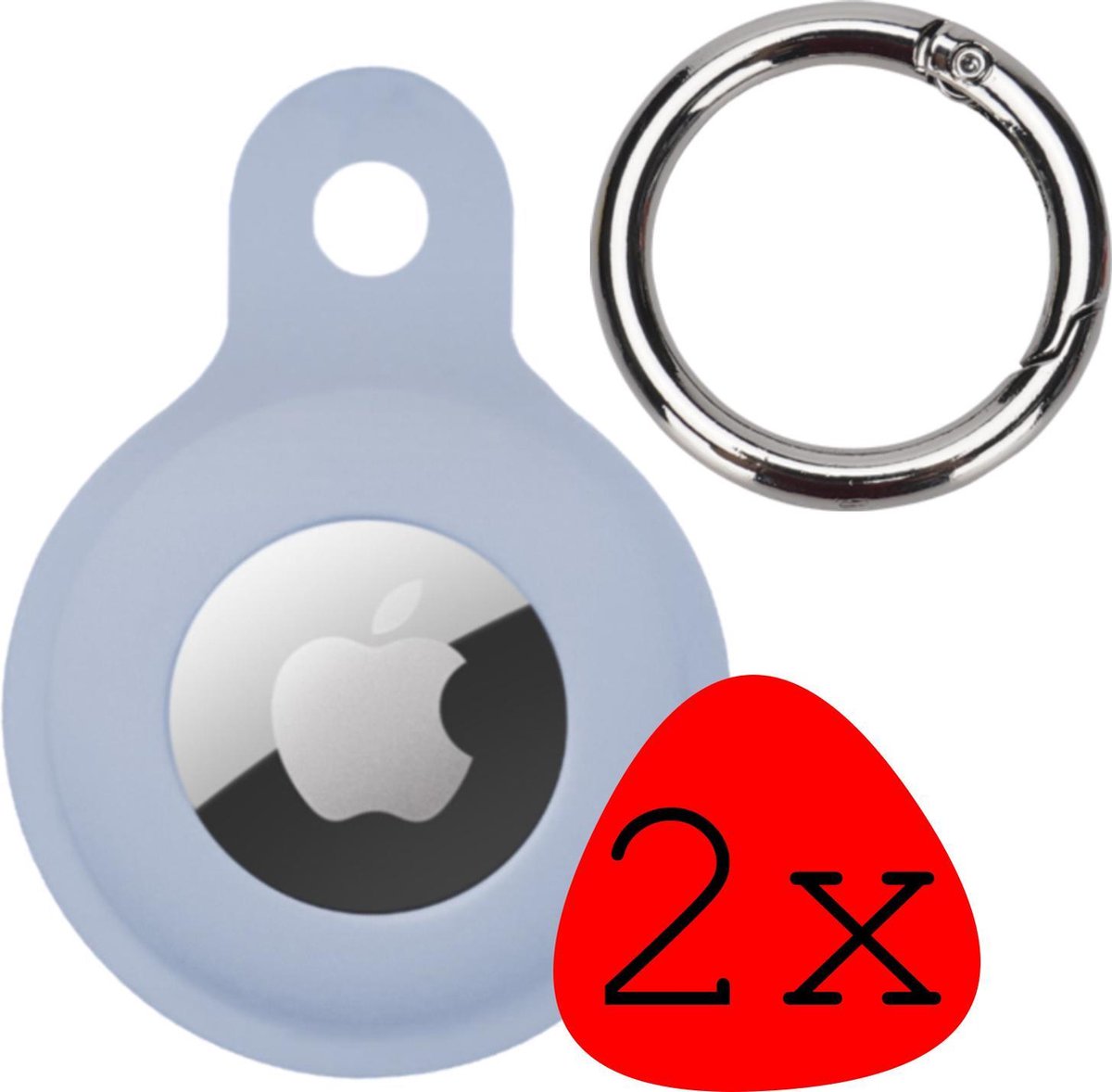 Hoesje Geschikt voor Apple AirTag Hoesje Case Hoesje Geschikt voor Apple AirTag Sleutelhanger Siliconen Hoes - Grijsblauw - 2 Stuks