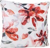 Sierkussen - Kussen - Roze Bloemen - Wit - 45x45xh10cm - Polyester