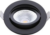 EcoDim - LED Spot - Inbouwspot - ED-10023 - 5W - Waterdicht IP54 - Dimbaar - Dim to Warm - Warm Wit 2000K-3000K - Mat Zwart - Aluminium - Rond - Kantelbaar - BSE