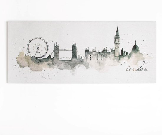 Art for the Home - Canvas - Londen in Waterverf - 120x50 cm