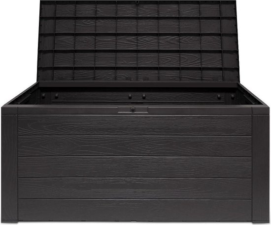 Woody Tuin Opbergbox - 324 liter 45x120x60 cm - Tuinkussenbox -  Antraciet/bruin | bol