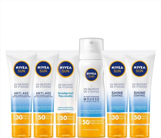 NIVEA SUN UV Anti-age Q10 Zonnebrandcrème Gezicht - SPF 50 -Matterende -Met antioxidanten - Beschermt en verzorgt - 50 ml - NIVEA