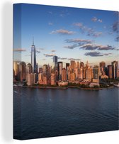 Canvas Schilderij Skyline New York tijdens Golden Hour - 20x20 cm - Wanddecoratie
