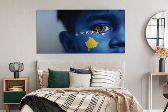 Drapeau du Kosovo sur toile 2cm 160x80 cm - Tirage photo sur toile (Décoration murale salon / chambre)