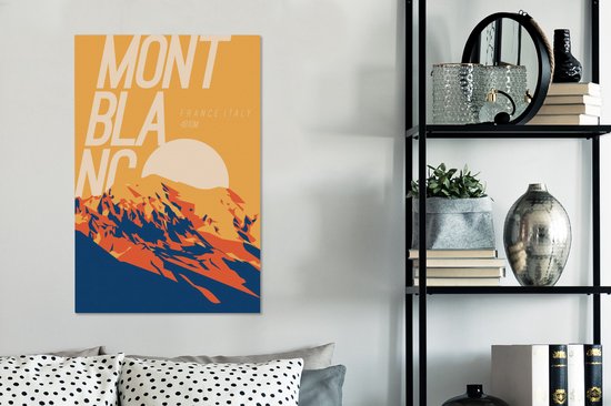 Illustration du Mont Blanc au coucher du soleil sur toile 2cm 40x60 cm - Tirage photo sur toile (Décoration murale salon / chambre)