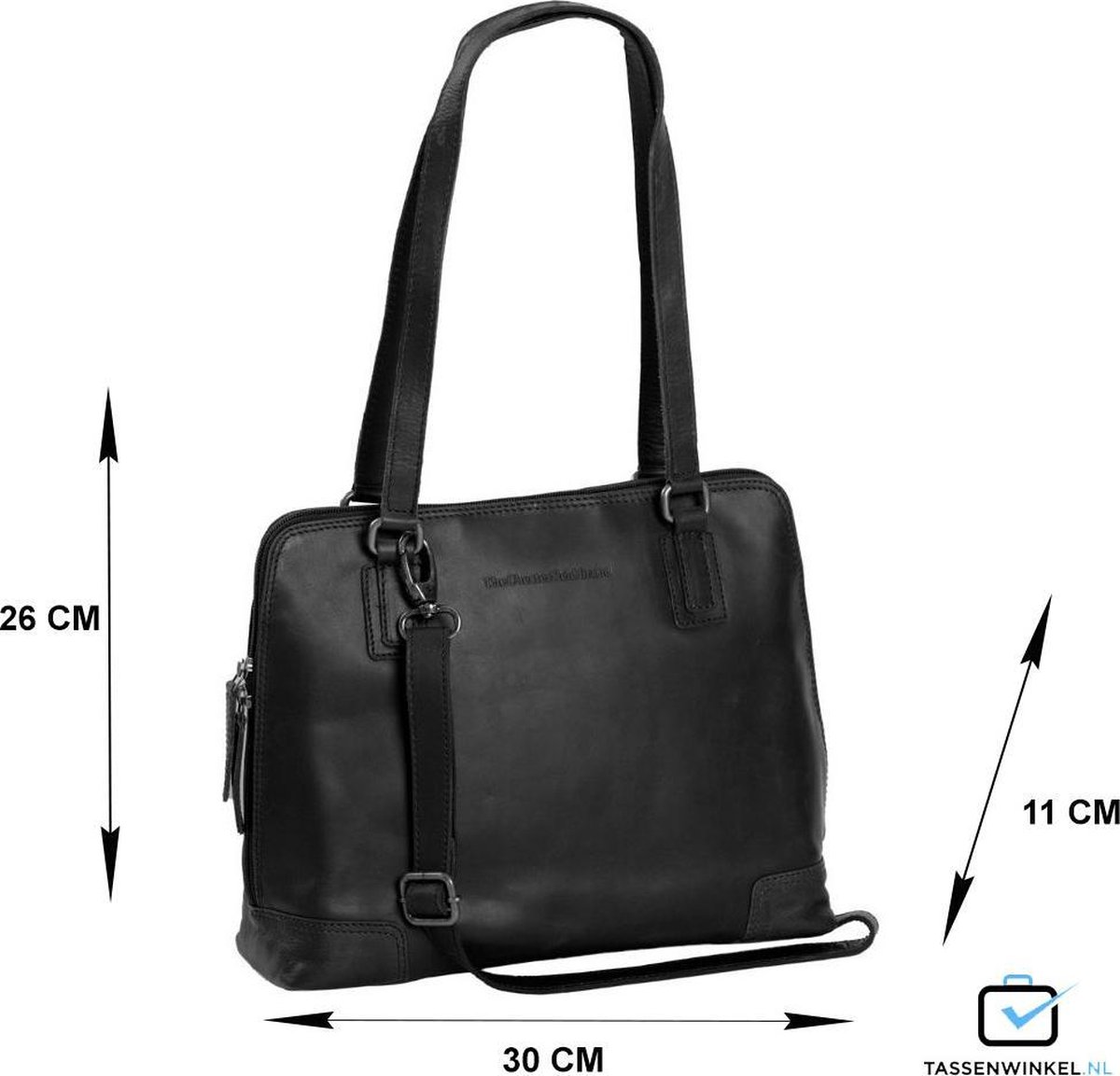 The Chesterfield Brand Schoudertas Schoudertas met laptopvak Manon Shoulderbag Black Zwart