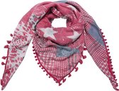 Grote vierkante dames sjaal Star Mix|Vierkante shawl|Sterrenprint|Rood Glitter