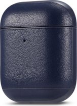 AirPods hoesjes van By Qubix - AirPods 1/2 hoesje Genuine Leather Series - hard case - donker blauw