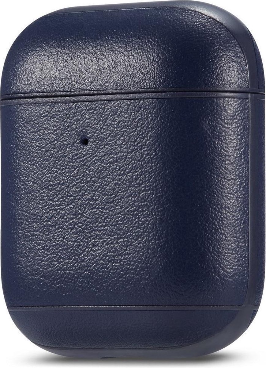 AirPods hoesje van By Qubix - AirPods 1/2 hoesje Genuine Leather Series - hard case - donker blauw