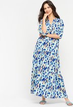 LOLALIZA Lange jurk met kleurrijke luipaard print - Blauw - Maat 34