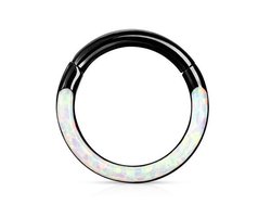 Piercing PVD high quality opal front 1.2x8 - zwart - LMPiercings
