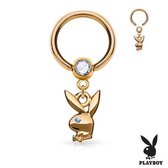 Helix piercing ring met playboy bunny hanger rose gold plated