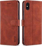 AZNS Skin Feel Calf Texture Horizontal Flip Leather Case met kaartsleuven & houder & portemonnee voor iPhone XS Max (bruin)