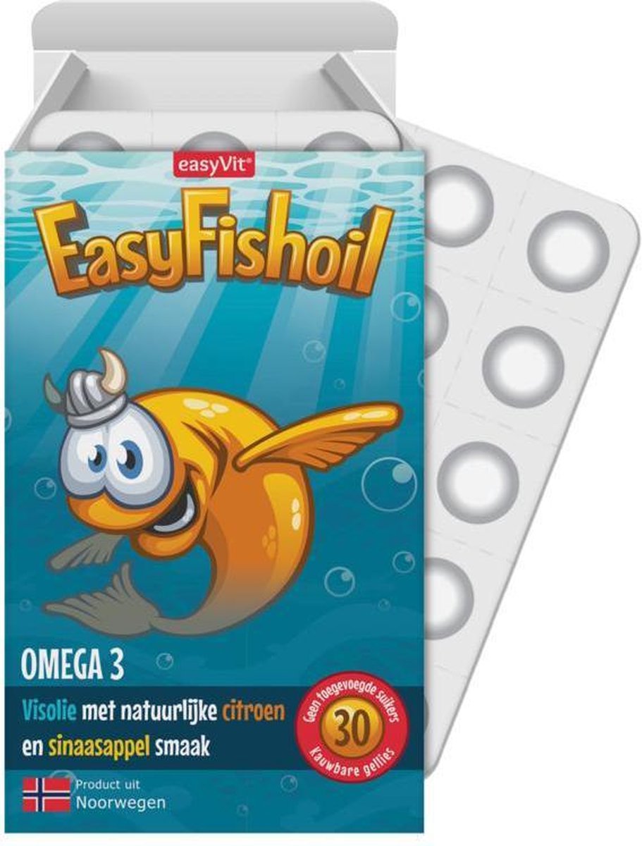 Goedkoopste EasyVit EasyFishOil Omega 3 ve Vitamin D - 30 kauwtabletten (frisse fruitige smaak