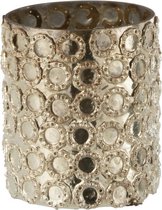 J-Line Theelichthouder Cirkels Glas Zilver Set van 6 stuks