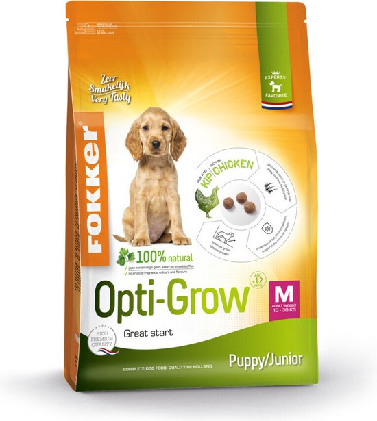3x Fokker Hondenvoer Opti-Grow M 2,5 kg