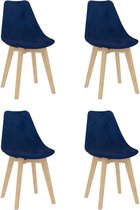 Medina Eetkamerstoelen 4 st fluweel blauw