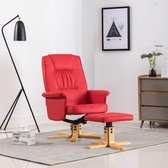 Medina Fauteuil met voetenbankje kunstleer rood